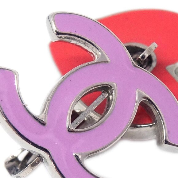 Chanel CC Heart Silver Dangle Piercing Earrings - Picture 7 of 8